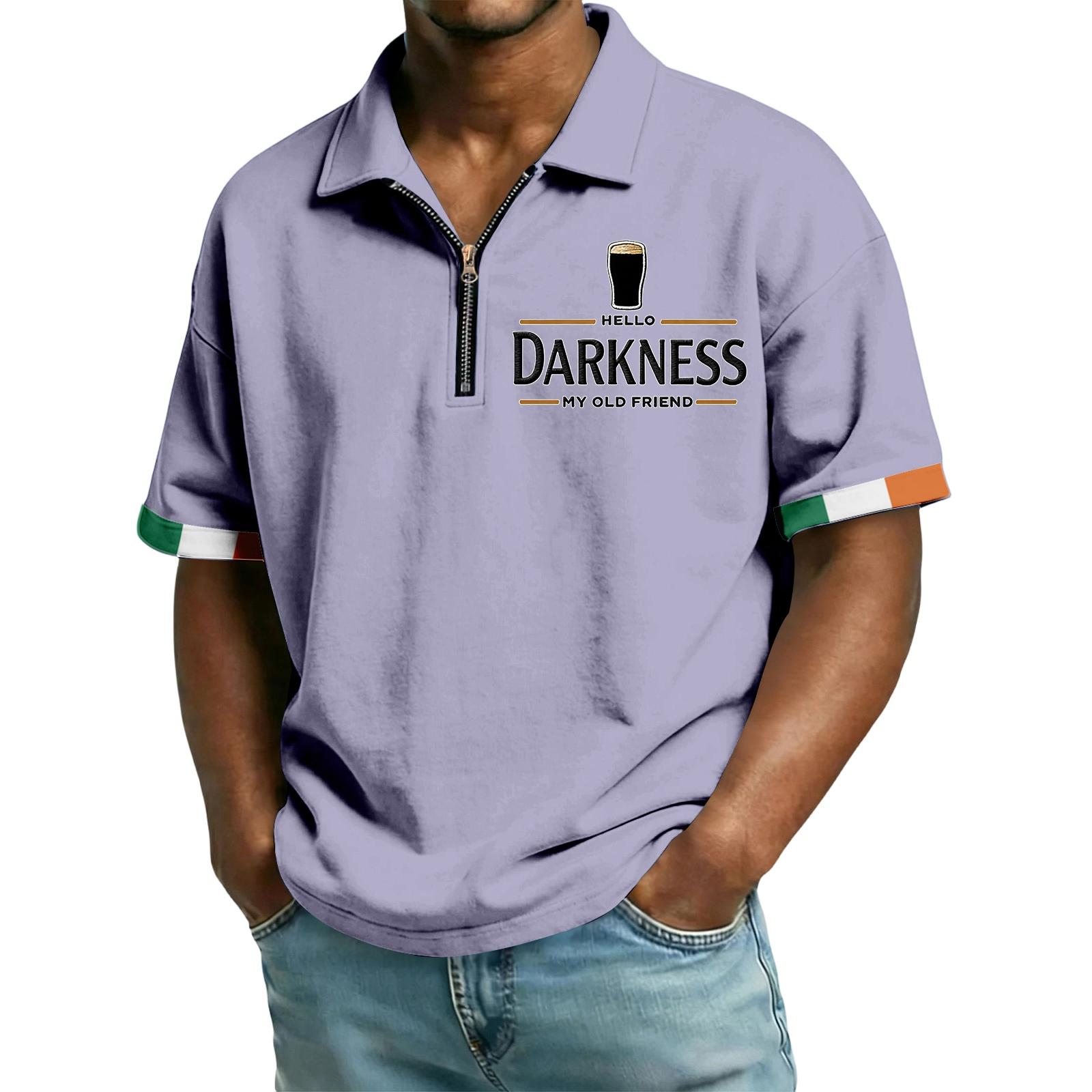 

Men s casual loose flag letter print T-shirt - Men s collarless short-sleeved top XXXL фіолетовий