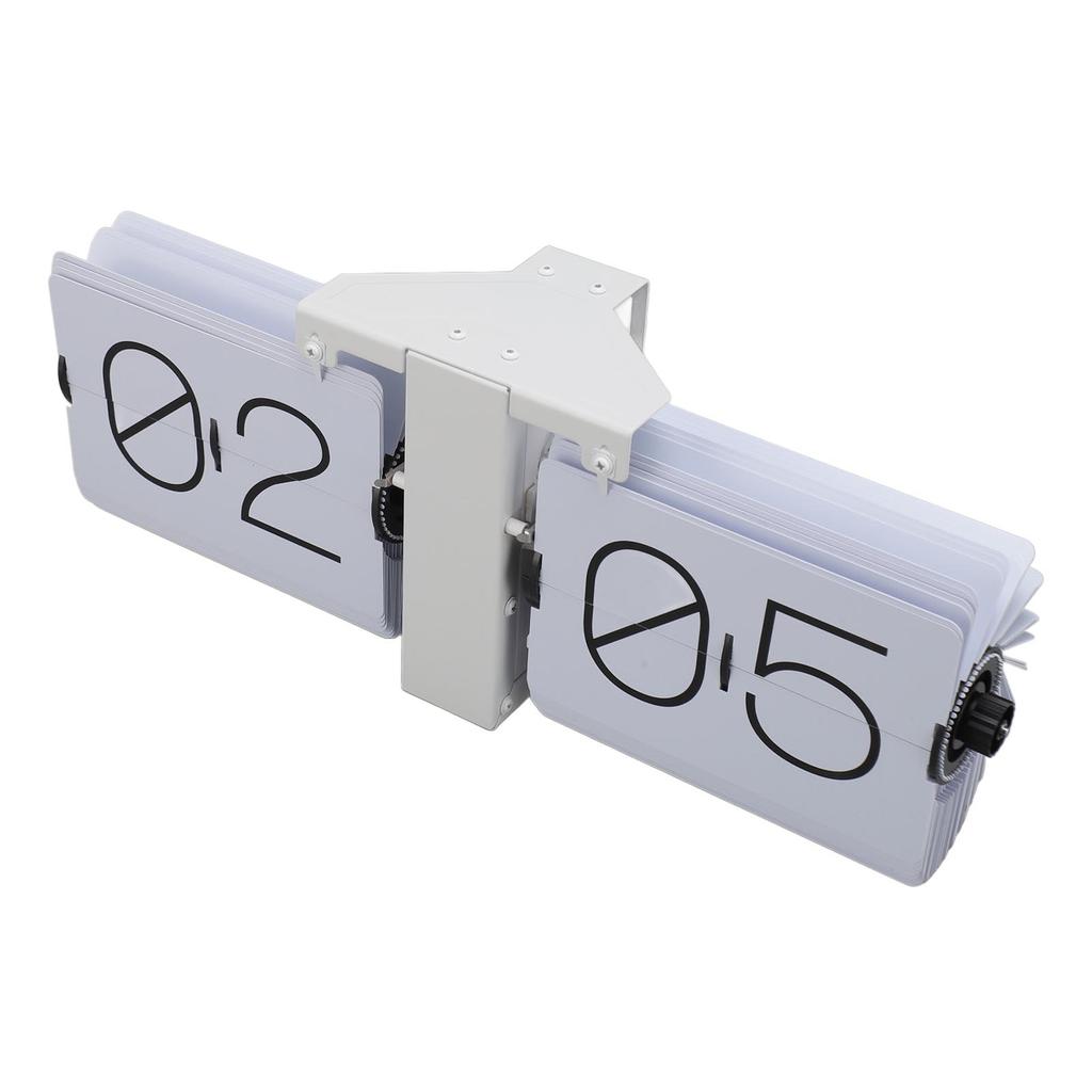 Big Flip Clock Smooth Surface Easy To Read Knob Adjustment Automatic Flip Clock for Bedroom Living Room 24Hour White PT