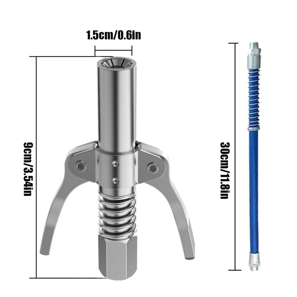 10000 PSI Grease Tool Coupler Singel/Double Handle Stainless Oil Injector Nozzle Quick Lock NPTI/8 Leak-Free Grease Gun Tip