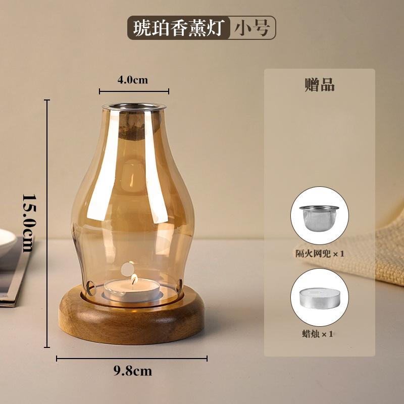 

Transparent Glass Candle Holder with Wooden BaseRetro Windproof Tealight Cup Minimalist Rustic Boho Scandinavian Home Decor золотой