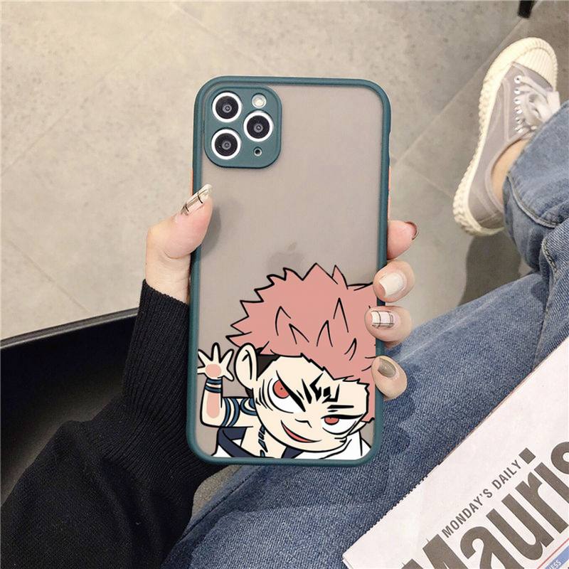 Couple Kawayi Jujutsu Kaisen Anime Phone Case for iPhone X XR XS 7 8 Plus 11 12 13 Pro MAX 13mini Translucent Matte Case
