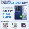 Wallet Phone Case with Hidden RFID Card Slot and Hinge Protection, Hard Shell for Galaxy Z Fold 8 Ultra-Blue