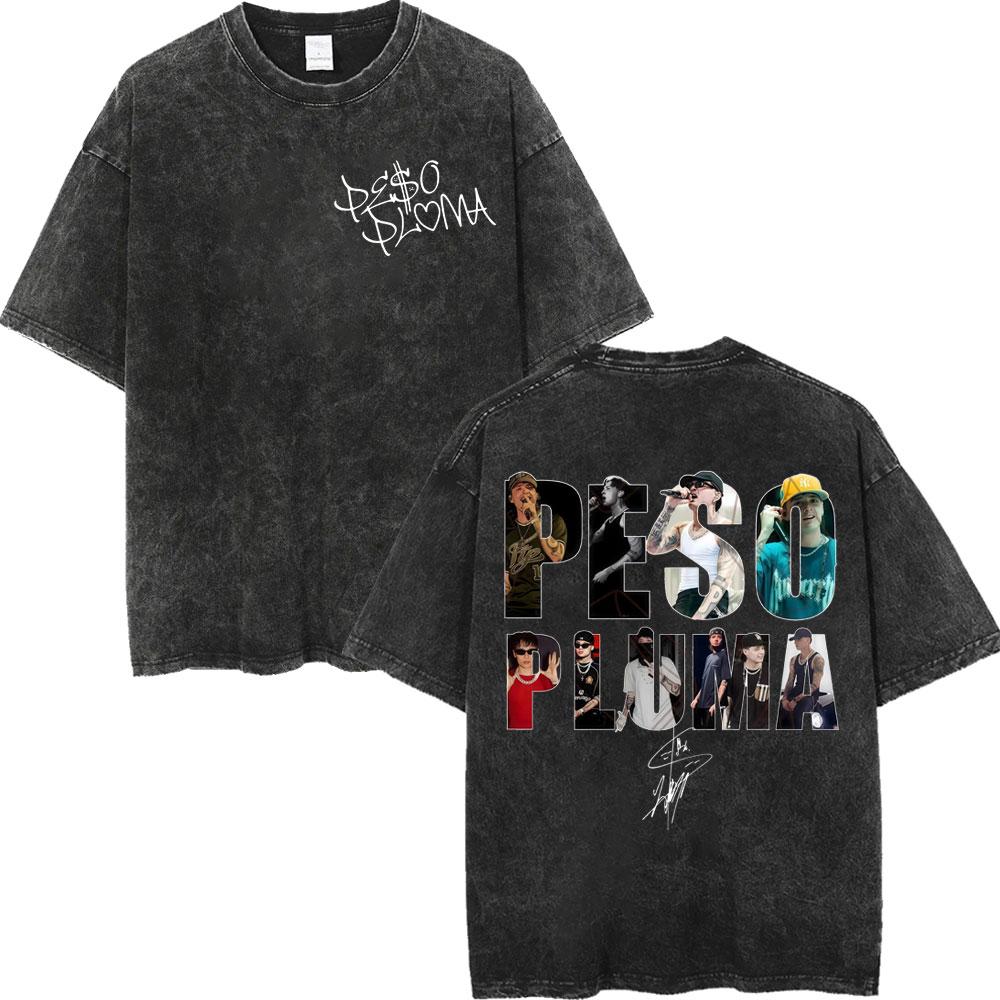 

Vintage Washed Rapper Peso Pluma Poster Graphic T Shirt Men Women Fashion Hip Hop Tshirt High Quality Cotton Oversized Tshirts S