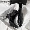 Autumn Winter Pointed Toe Women Thin Heel Ankle Boots Street Style Party Stripper Short Botas Mujer