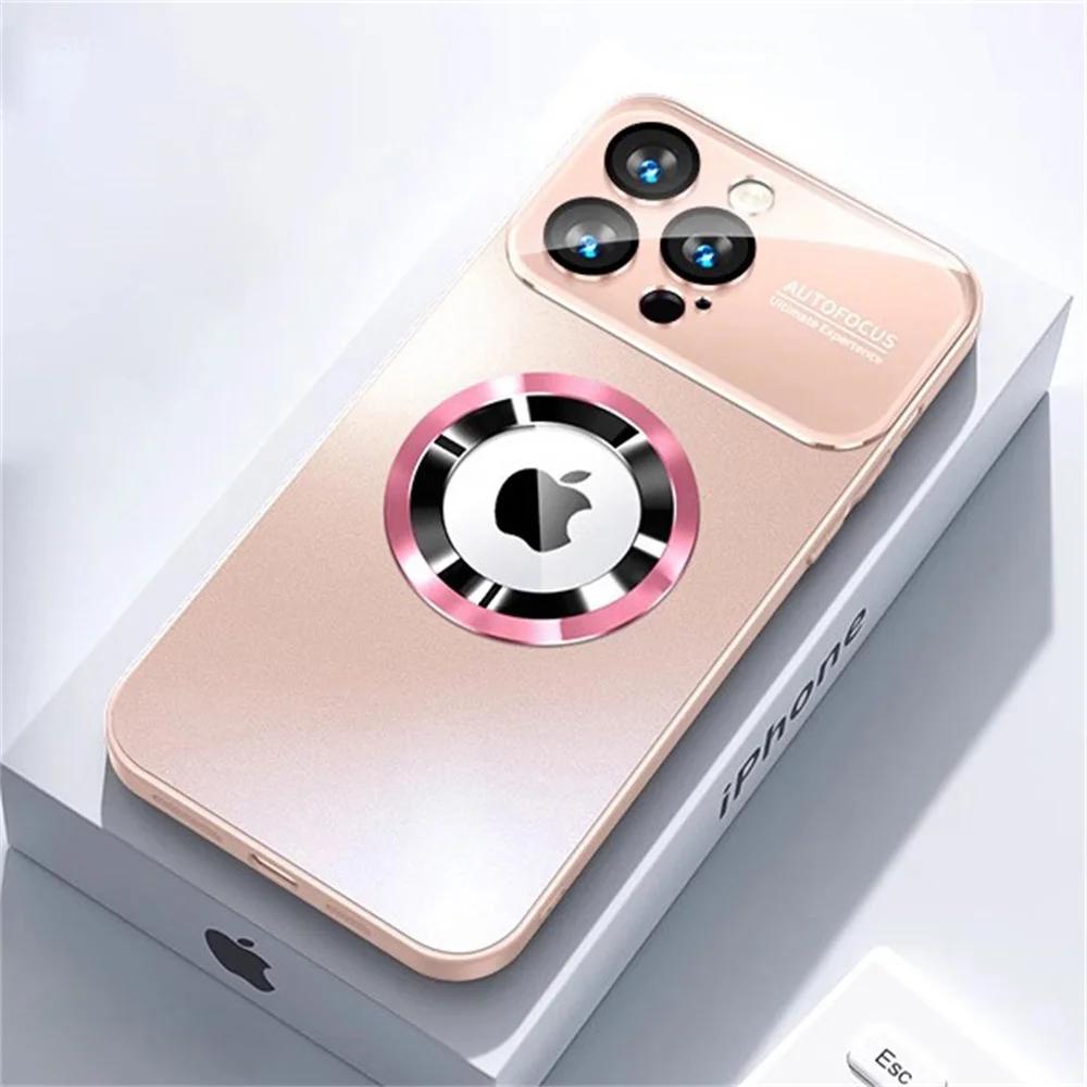 

Розкішний матовий магнітний чохол для телефону для iPhone 16 15 11 12 13 14 Pro Max Повний захист камери Силіконова рамка Матова задня кришка Ковпак For iPhone 14