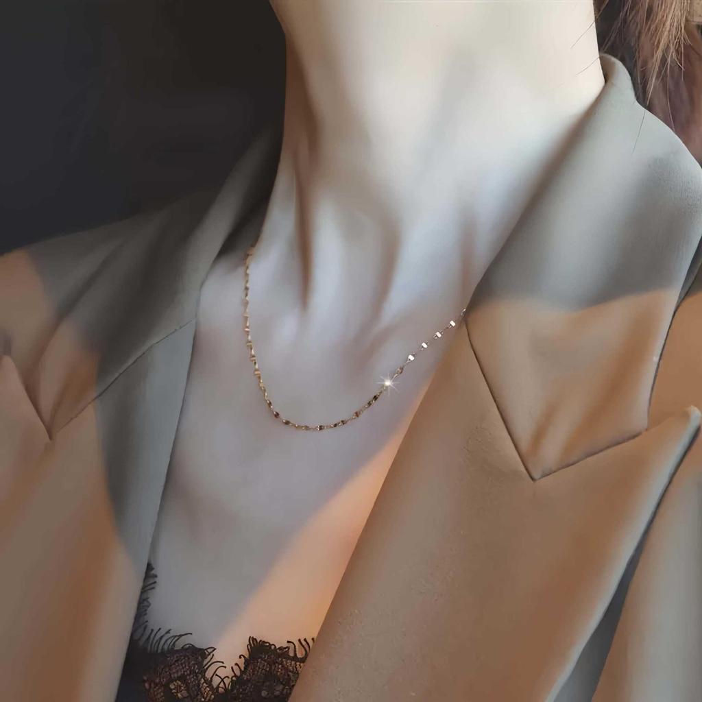 S925 Sterling Silver Colorful Lips Chain Necklace for Women - High-End, Versatile, Super Flash Clavicle Chain