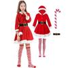 6 Pieces Christmas Elf Costume Red Shawl Winter Girls Boys Clothes With Hat For Christmas Eve Party New Year Children Outfit Set