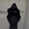 Stilvolles Kapuzensweatshirt Mit Strassverzierungen Kunstpelzbesatz Lockere Passform Langarm-T-Shirt Herren Winter Streetwear