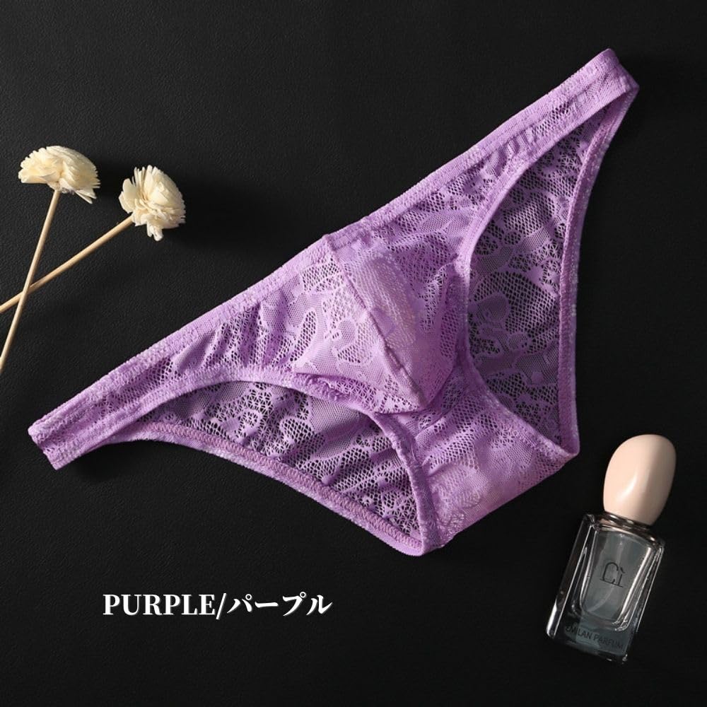 Full Lace Bikini Lace Lace Inner Sexy Shorts [Jester] Men's Shorts, Underwear, (XL, Purple)