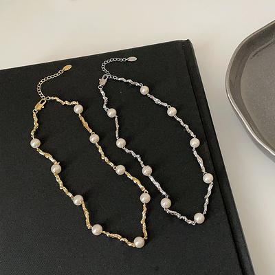 Nischendesign Sinn für unregelmäßige Metallperlenkette Temperament Einfache süße coole Persönlichkeit Spice Girl Halskette Schlüsselbeinkette