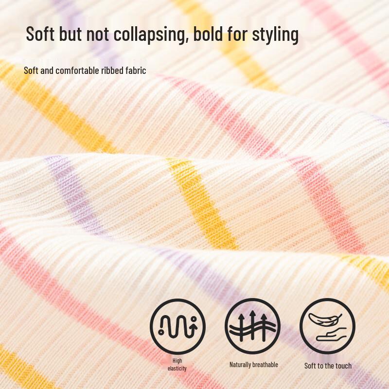 Balabala Girls' Striped Flutter Sleeve T-Shirt
