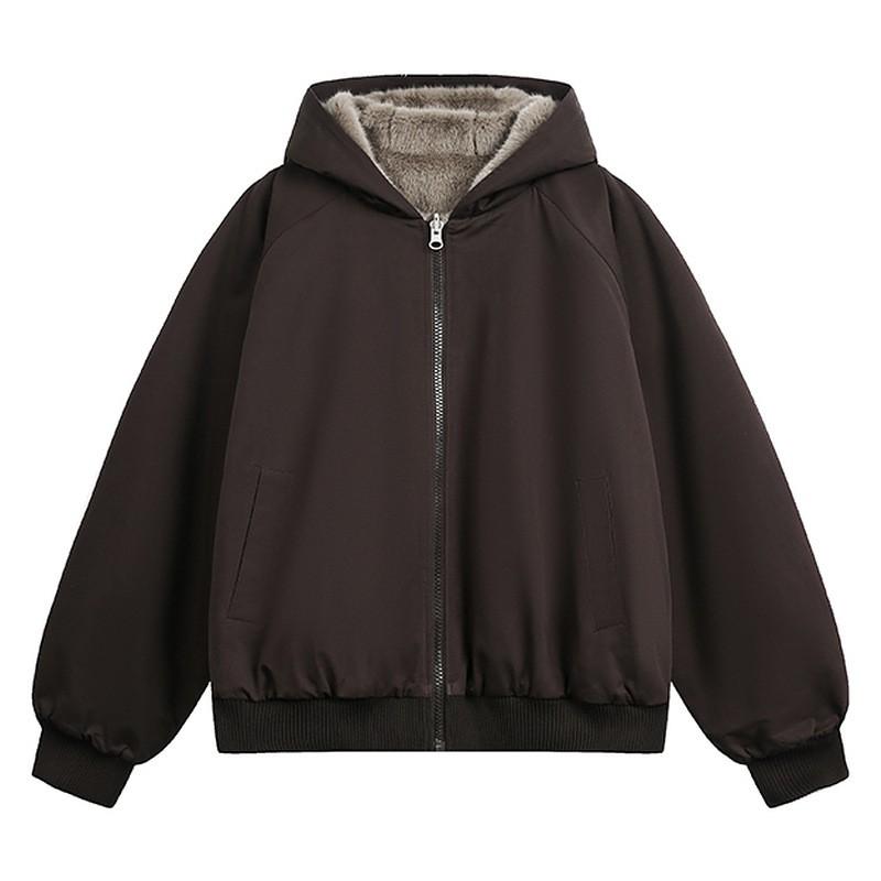 Unisex Reversible Hooded Puffer Jacket Winter Warm Thick Cotton Coat Men Women Teens