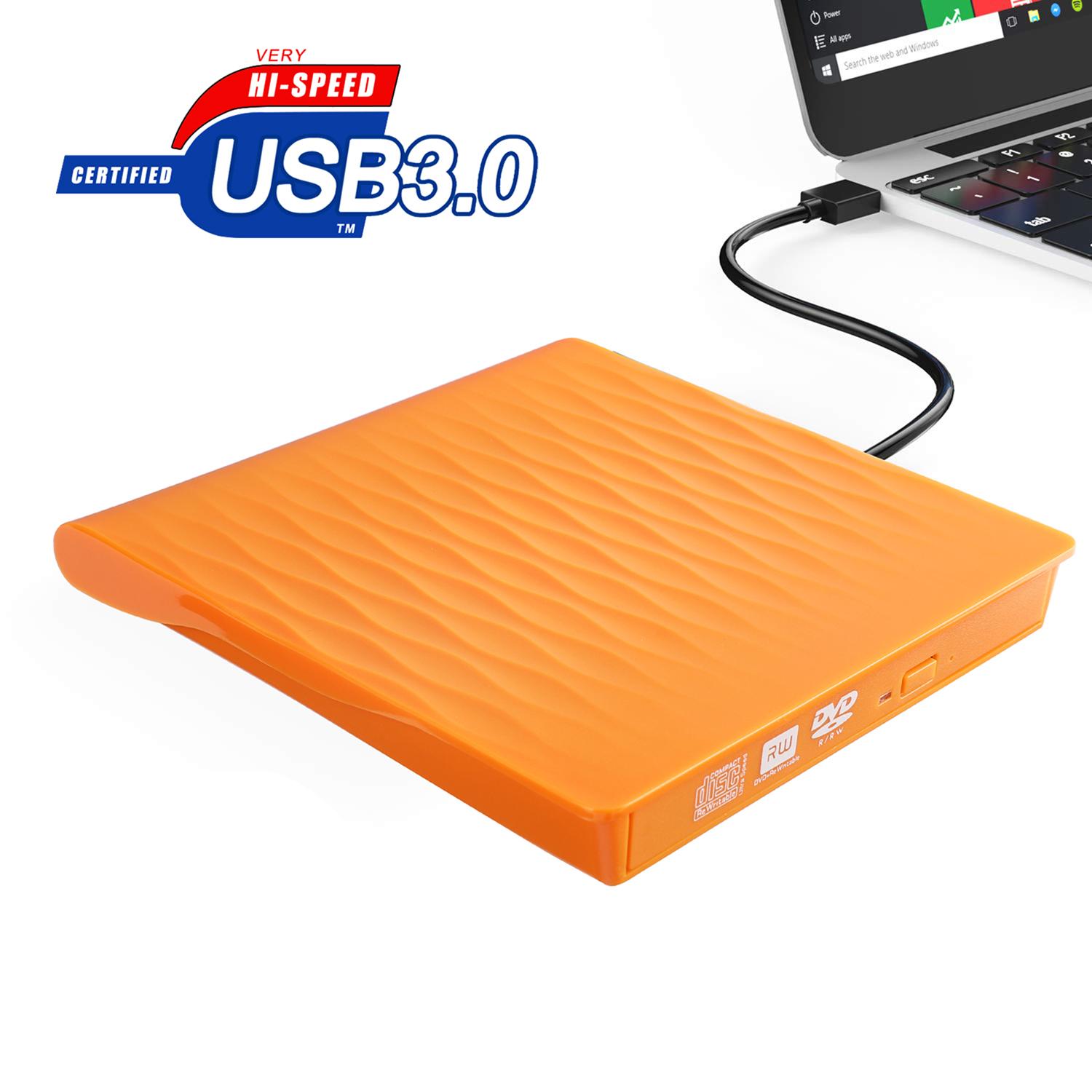 

Внешний привод CD-DVD, тонкий внешний USB 3.0, записывающее устройство записи компакт-дисков и DVD-дисков, высокоскоростная передача данных, USB-оптические приводы, плеер для MacOS Windows USB3.0 оранжевый