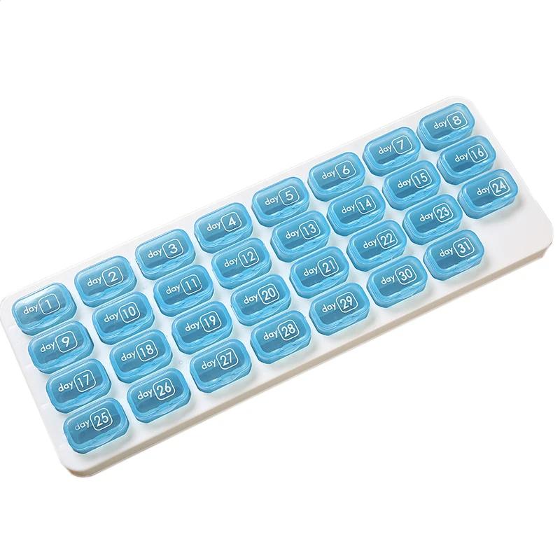 

Removable Keyboard Shape Medicine Pill Case 31 Grids Monthly Pill Box Tablet Dispenser Container Pill Organizer синий