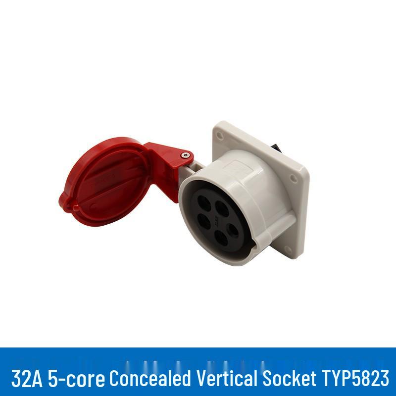Weipu TYP285 6823 32A 5-Pin Industrial Plug & Socket, IP44 Surface/Flush Mount