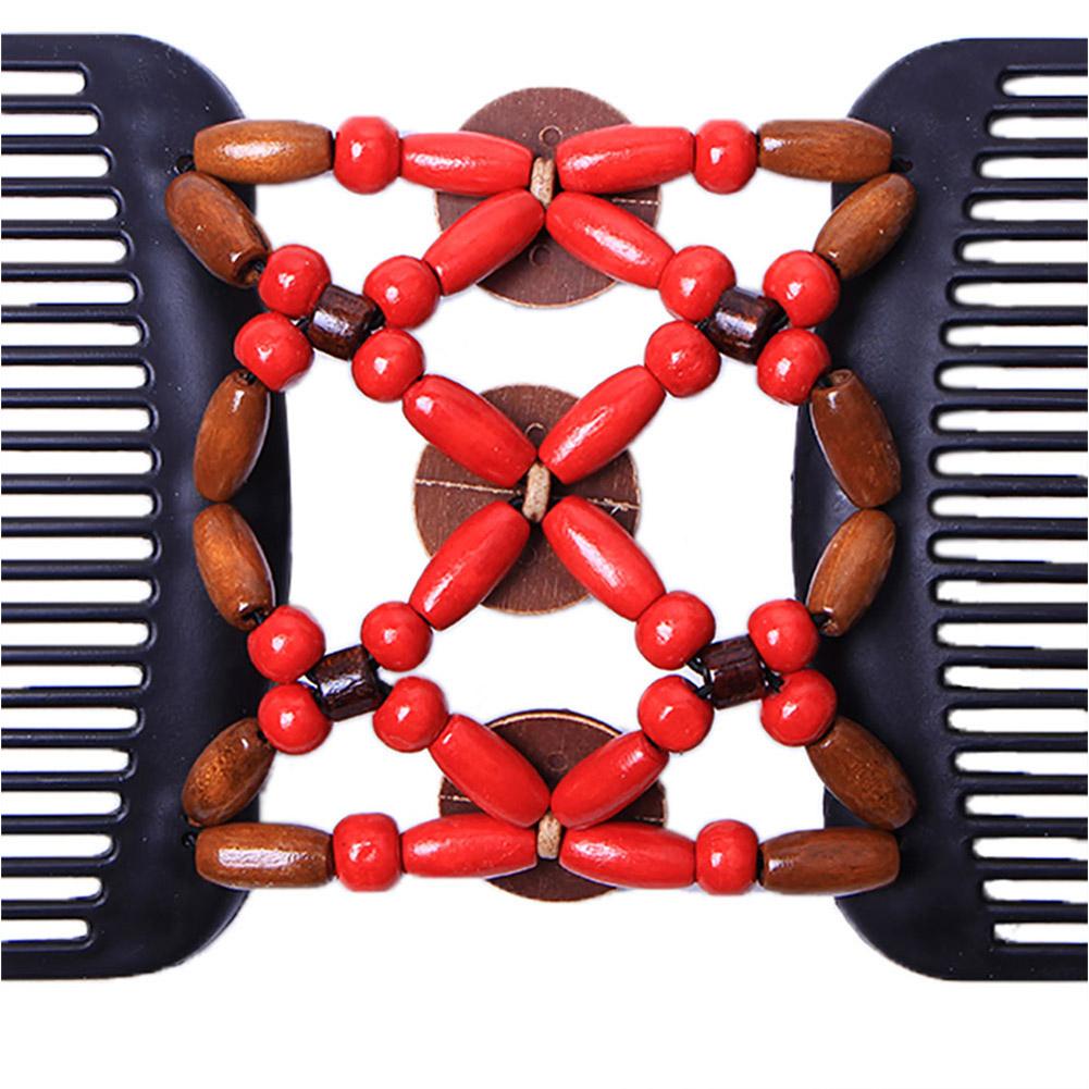 Fashion Women Elasticity Hairpin Beads Double Comb Clip Hair Device Stretchy Magic Comb