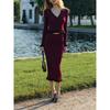 French Elegant Ruffle Edge Tight Knit Two-piece Set Women's Autumn and Winter Temperament Dress Set