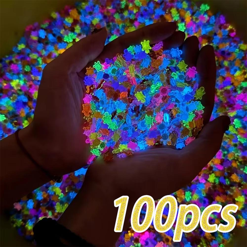 100pcs Mixed Mini Turtle Nail Charms,Noctilucent 3D Cartoon Colored Nail Art Decorations,DIY Phone Case Nails Crafts