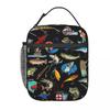 Cartoon Abstract Fish Variety Illustrated Catalog Insulated Lunch Bag for Women Kids Leakproof Food Boxes Thermal Lunch Box Tote