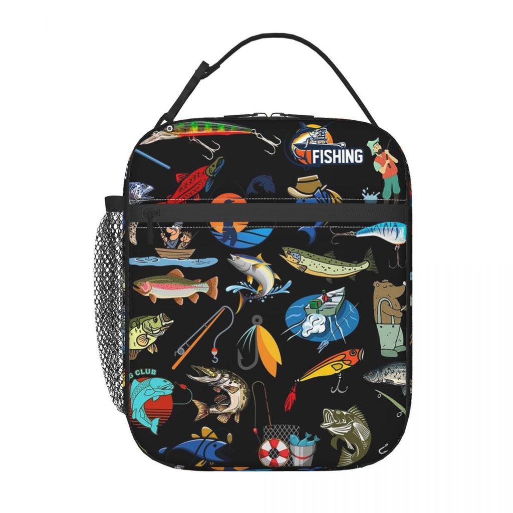 Cartoon Abstract Fish Variety Illustrated Catalog Insulated Lunch Bag for Women Kids Leakproof Food Boxes Thermal Lunch Box Tote