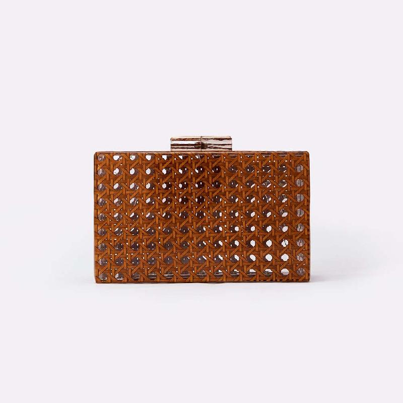 Evening Bag Vintage Rattan Crossbody Acrylic Shoulder Handbags Chain Clutch Party Wallets Mini Sacs Woven Women's Handbag Small