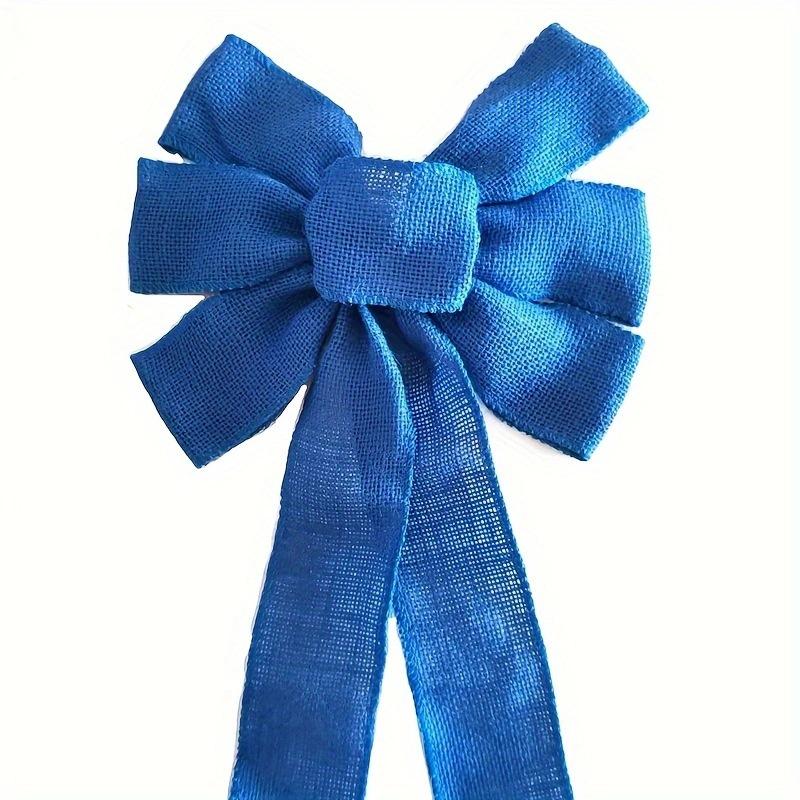 Royal Blue Christmas Festival Decor: Dark Blue Burlap Ribbon Bow