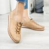 Flache Lederschuhe aus echtem Leder in Beige für Damen