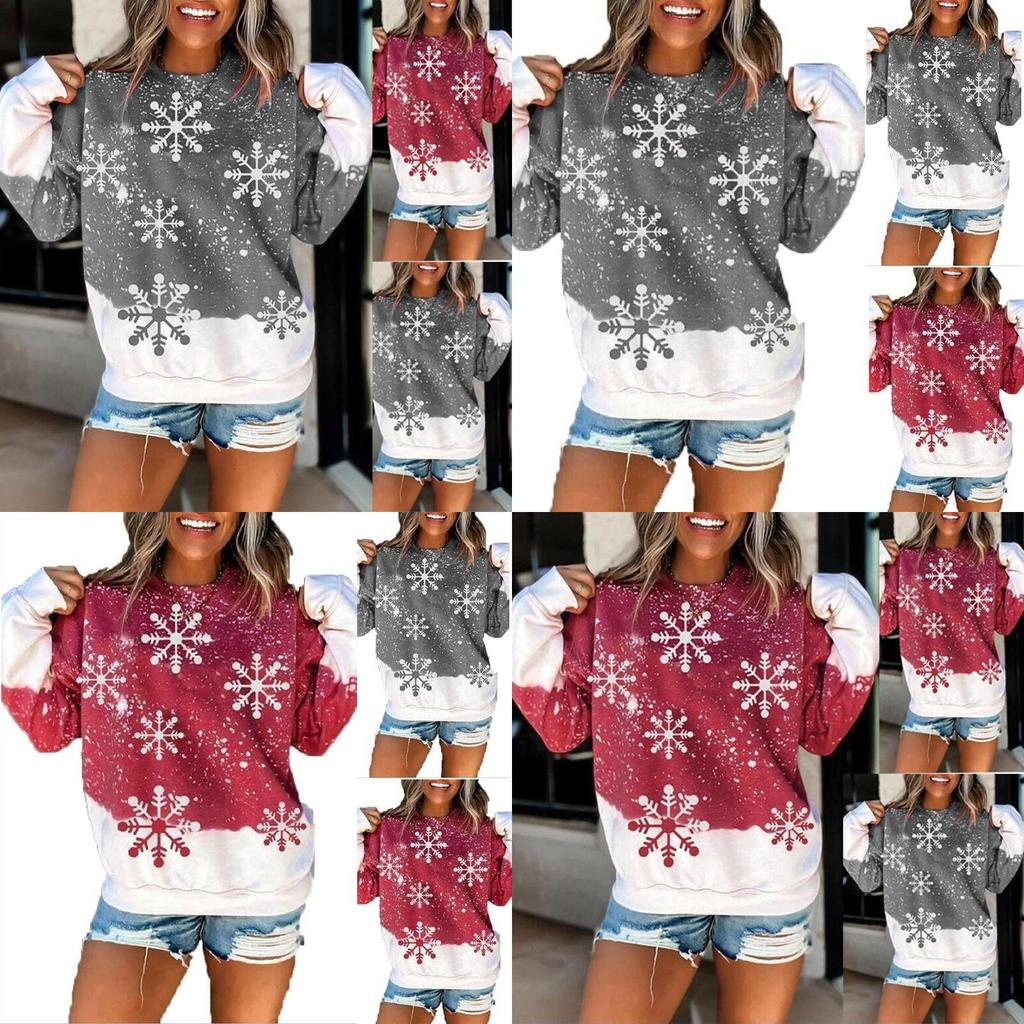 Stylish Christmas Snowflake Hoodie For Women Featuring Santa Claus Design In Grey And Red