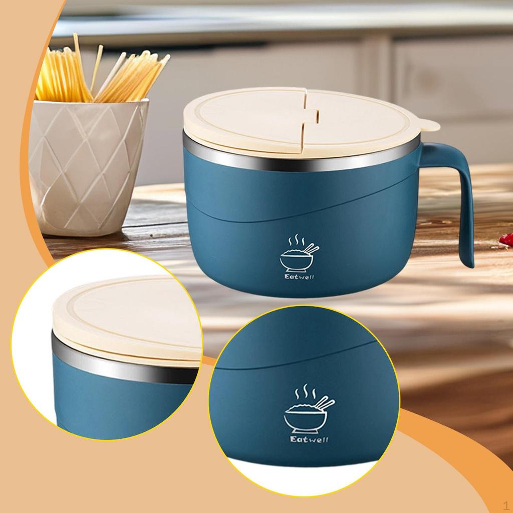 with Lid, Round Soup Bowl, Kitchen Utensil, Household Accessory, Large Capacity Cereal Container,