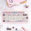 Pink Girl Cute Simple Checkered Cherry Keychain Kit PBT 129 Keycap Suitable for 60/64/84/98/108 Mechanical Keyboard