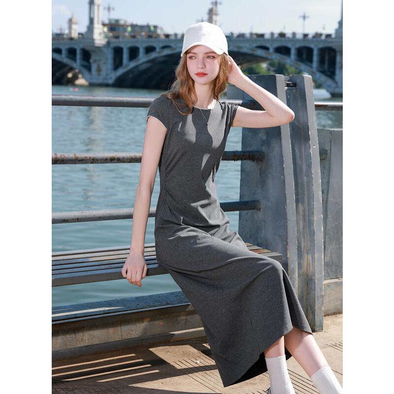 Sancai 2025 Autumn Round Neck A-Line T-Shirt Dress