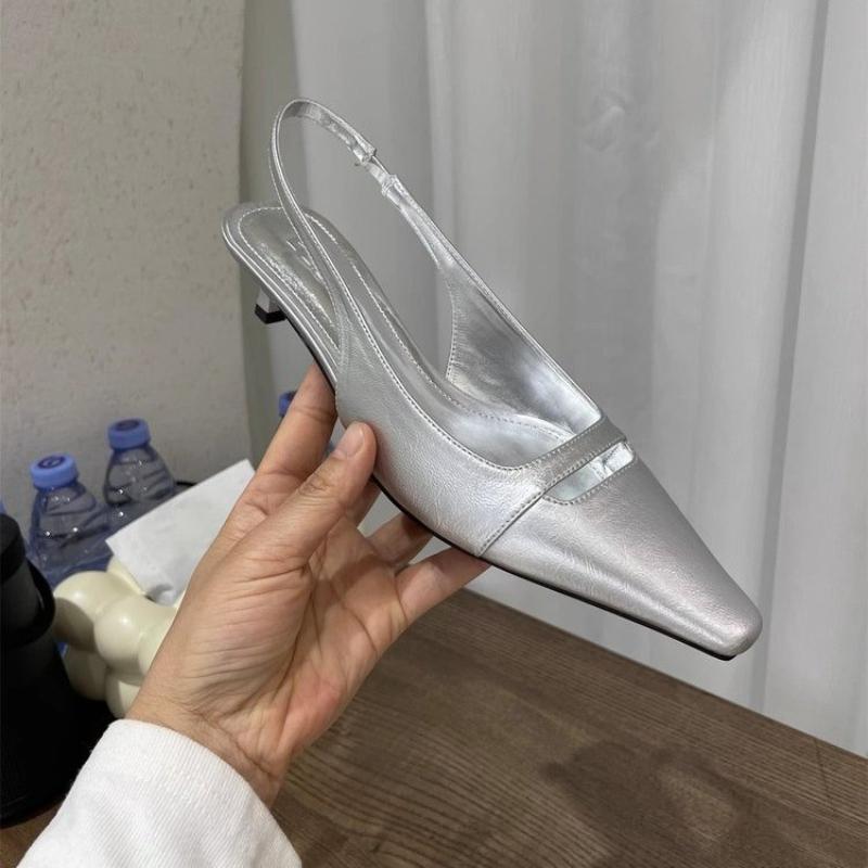 Fashion Sexy Pointed Toe Women Sandals Shallow Mid Heels Official Shoes 2025 Elegant Pumps Slingback Designer Summer Sandalias De Mujer