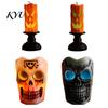 Flameless Halloween Decoration Lights LED Candle, Spooky Skull Pumpkin Fake Pillar Candles, Battery Operated Candles 3D Flickering Candle Light