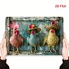 2D Flat Fashion Chicken Vintage Metal Tin Sign, Iron Wall Art Decor for Indoor Outdoor, Hanging Painting for Home Bedroom Office