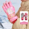 Ski Gloves for Children, Warm Winter Gloves for Boys, Five-Finger Thickened Fleece, Waterproof, Cute Student Gloves for Boys and Girls, Cotton Gloves