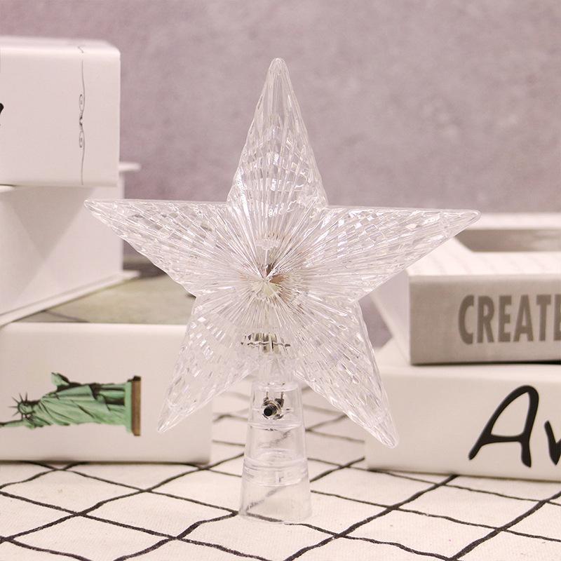 Christmas tree top star five-pointed star luminous three-dimensional pendant color LED lights Christmas decoration accessories