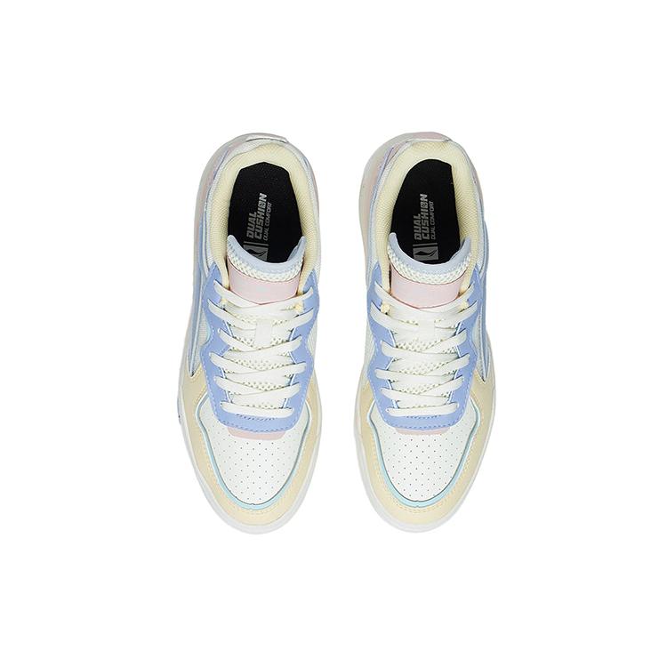 New LiNing Wave Non slip Lightweight Low Top Skateboard Shoes Women's White Pink Yellow AGCS030-2