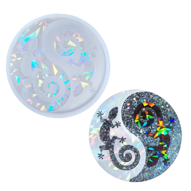 

Форма для силиконовой подставки с узором гекконов, форма для подставки в форме восьми триграмм, форма для смолы для создания эпоксидных изделий на заказ чистый