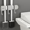 QX2E Mop and Broom Holder with 5 Hooks Wall Mount Broom Grippers Holds Adhesive No Drilling Broom and Dustpan Hanger