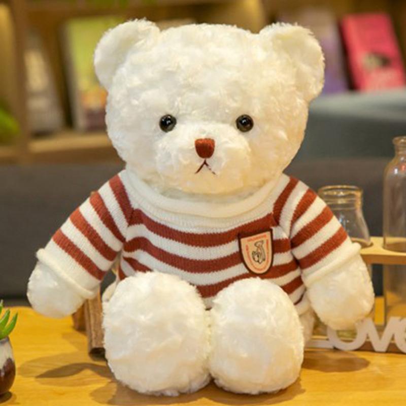 Ursuleț de pluș lucrat manual de 30 cm, jucărie de pluș drăguță cu haine schimbabile, ursuleț maro umplut, pluș moale de îmbrățișat, păpușă, cadouri de Crăciun pentru copii