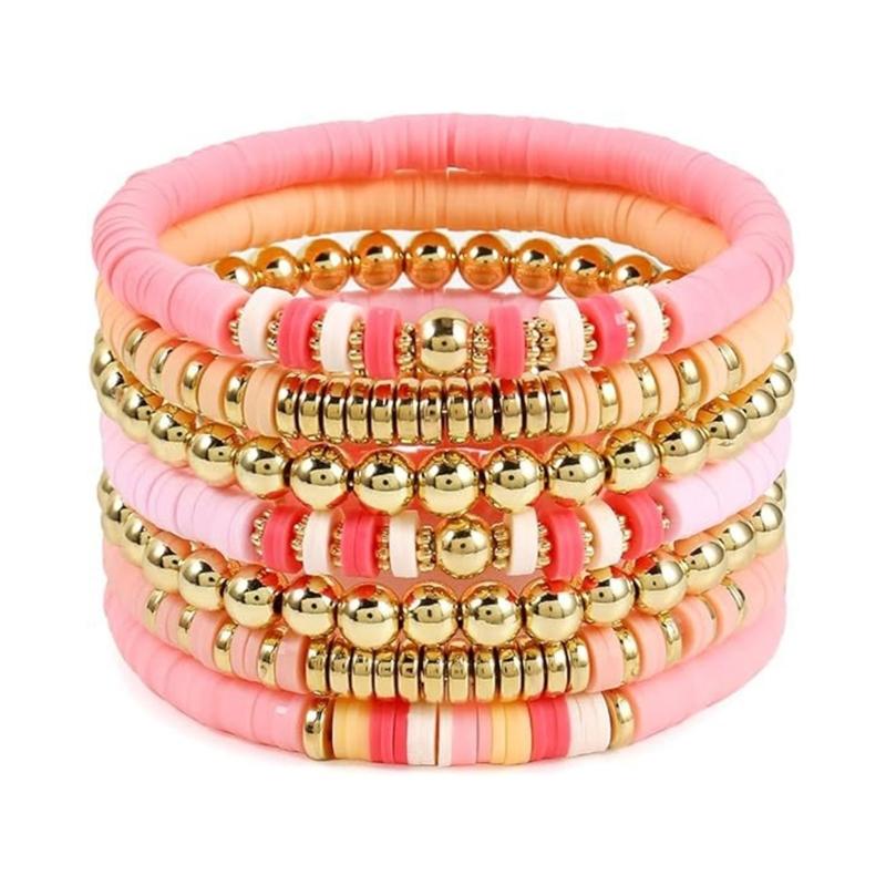 Fashion Colorful Beaded Bracelet Elastic Bracelet Soft Clay Stacking Bracelet Suitable for Casual and Party Wear