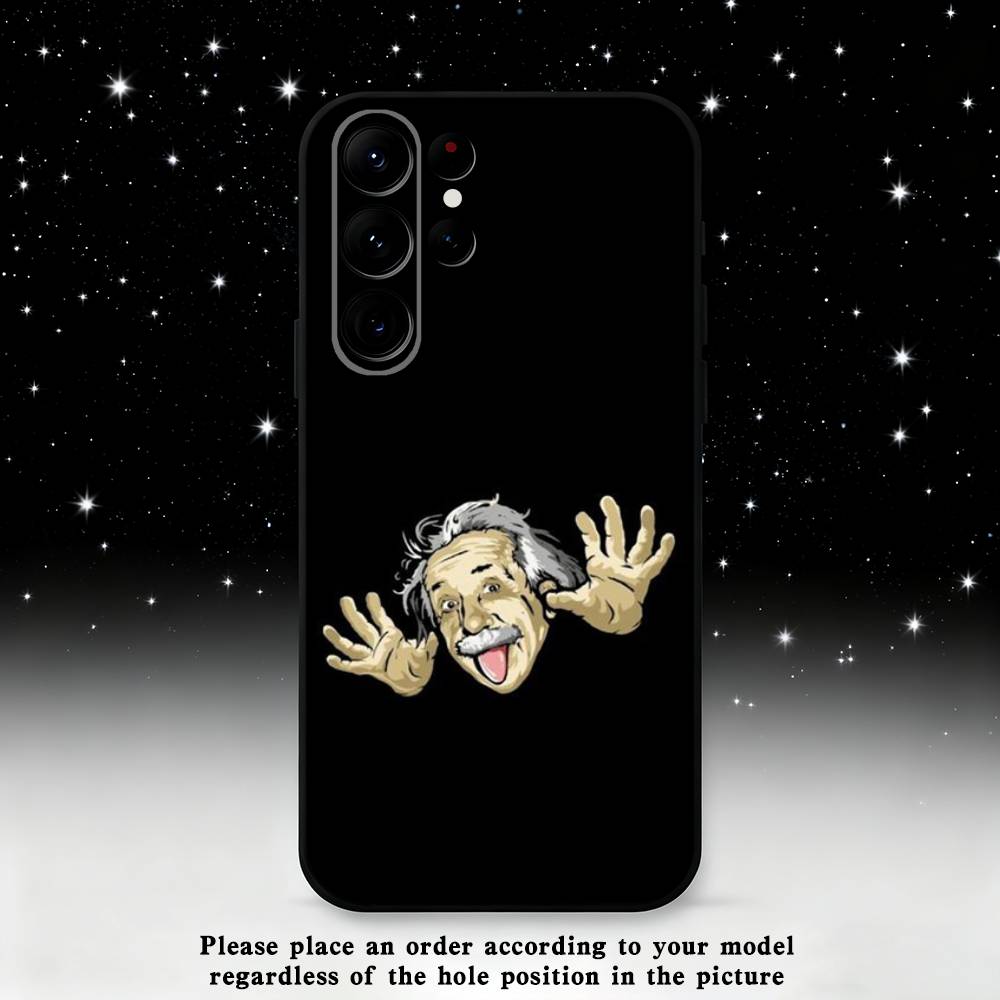 A-Albert E-Einstein Phone Case For Samsung S25,S24 Ultra,S20,S30 plus,S22 plus,S23,S30 Ultra 5G Silicone Black Shell