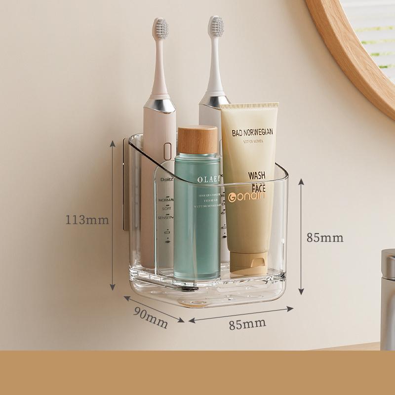 

Настенный держатель для зубных щеток, органайзер для ванной комнаты, клейкий, без сверления, полка для хранения зубной пасты, водонепроницаемая полка очистить серый