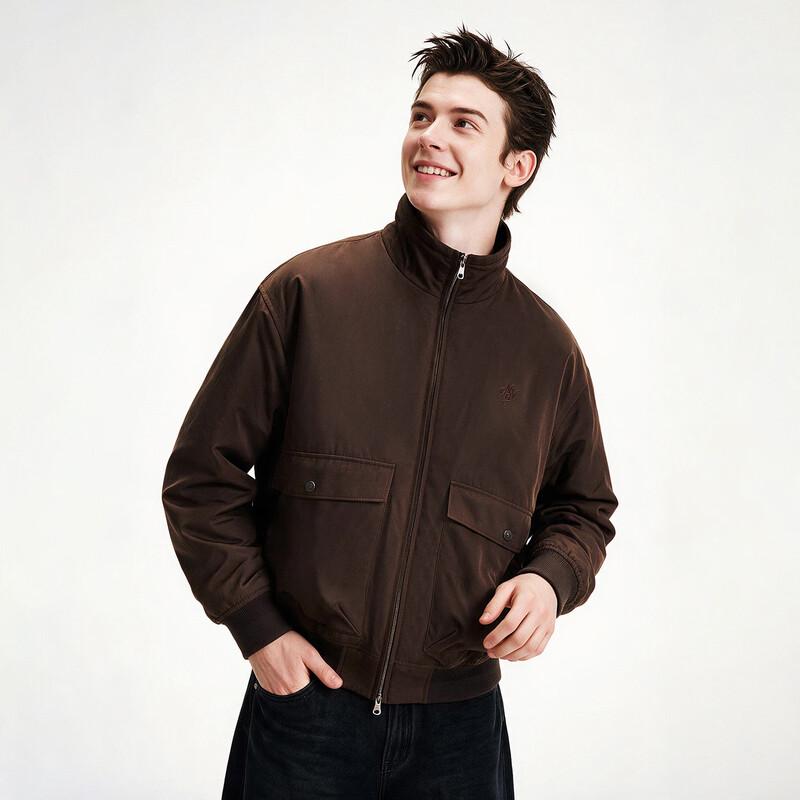NVG YOUNG Men's Fleece-Lined Windproof Stand-Collar Jacket