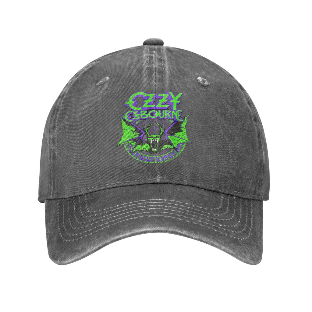 Czapka z daszkiem Ozzy Osbourne Bat Circle Neon V2 Zniszczony Denim Piosenkarz Muzyczny Snapback Mężczyźni Kobiety Outdoor Bez Struktury Miękka Czapka