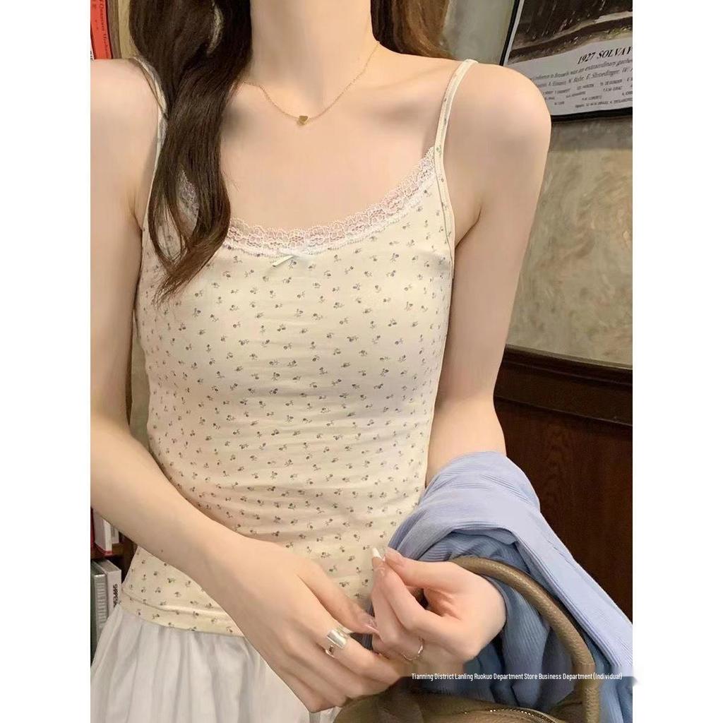 Süß-scharfes Blumen-Spitzen-Camisole in Übergröße: Schlankmachendes, ärmelloses Frühjahrs-/Sommeroberteil für Damen