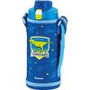 Peacock Kids' Water Bottle, 1000ml, Insulated, One-Touch, Direct Drinking, Stainless Steel, Wide Mouth, 1L, Blue, Dinosaur Design, AJE-F100 A