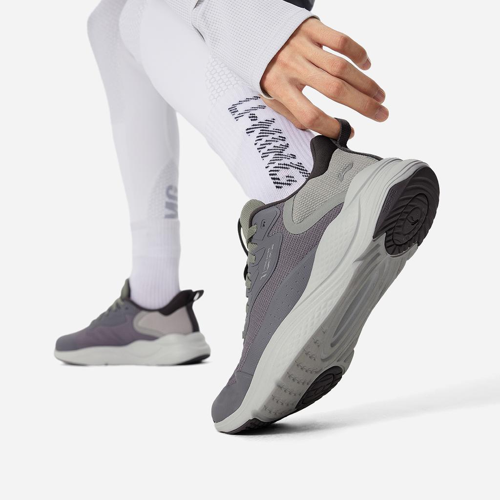 Li Ning Flow Cloud Trendy Fashion Versatile Fabric Non-Slip Breathable Low-Top Casual Running Shoes Men sneaker Gray Brown AGLU089-1