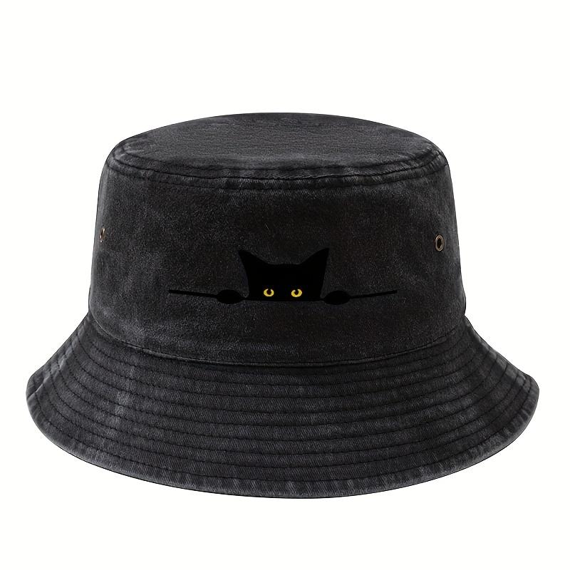 Unisex printed cartoon cat pattern fisherUnisex hat, fashionable and lightweight outdoor sun hat, fishing camping trip