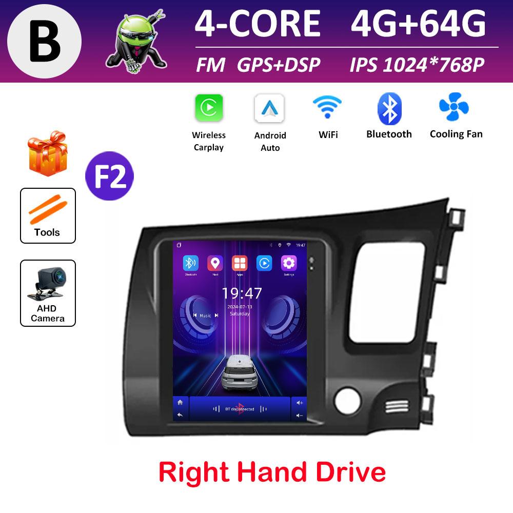 Car Multimedia Video Radio Player WIFI for Honda Civic 2005 2006 2007 2008 - 2012 Android OS Wireless Carplay GPS Navigation 4G